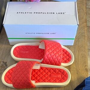 APL Red Quilted Leather Slide Sandals